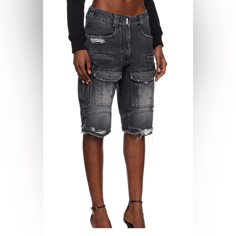 Givenchy Black Distressed Cargo Shorts
